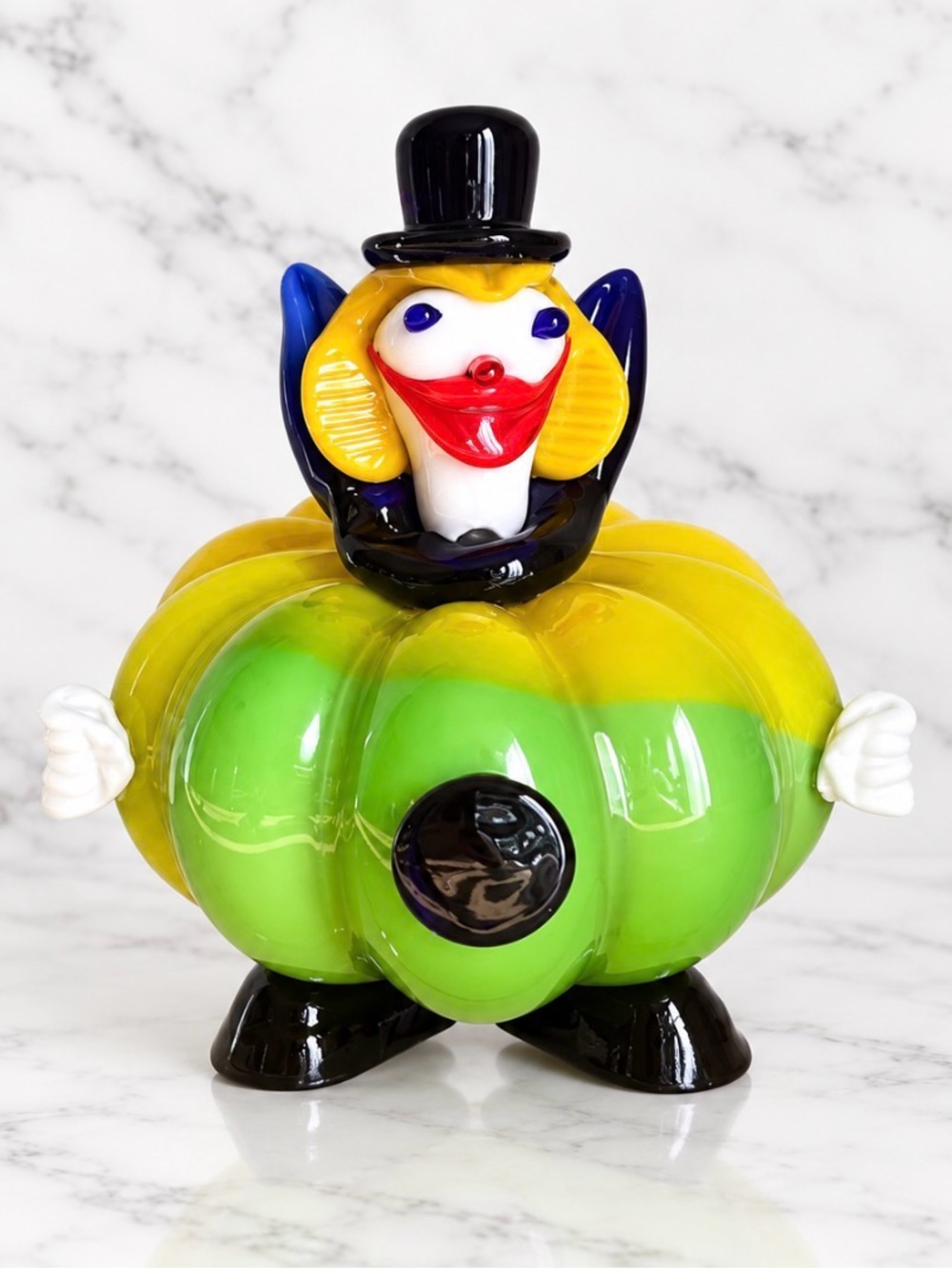 Murano Art Glass Hand-Blown Pumpkin Clown Figurine